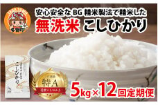 【先行予約】【令和７年産新米早期予約　毎月定期配送・計12回】 BG無洗米こしひかり5kg×12回【2025年10月以降毎月お届け】[P-00401] / 滋賀県産 多賀町 コシヒカリ 米 お米 こめ コメ 白米 ご飯 精米 5kg 袋 定期便 12ヶ月連続 国産 送料無料 おすすめ 人気 大人気 国産 ランキング 無洗米 ヌカ
