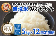 【先行予約】【令和７年産新米早期予約　毎月定期配送・計12回】 BG無洗米みずかがみ5kg×12回【2025年10月以降毎月お届け】[P-00403] / 滋賀県産 多賀町 みずかがみ 米 お米 こめ コメ 白米 ご飯 精米 5kg 袋 定期便 12ヶ月連続 国産 送料無料 おすすめ 人気 大人気 国産 ランキング 無洗米 ヌカ