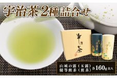 宇治茶 2種 詰合せ 各160g 2缶 山城の露 玉露 優等煎茶 煎茶 お茶 茶葉 茶 緑茶 日本茶 飲料 セット 飲み比べ 贈答 ギフト 京都 山城