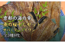京都の海の幸 魚の桜干しセット 8枚 ( サバ アジ イワシ ) みりん干し 桜干 セット 干物 鯖 鯵 鰯 魚介 おつまみ おかず 冷蔵 やまいち 人気 お歳暮 お中元 ギフト プレゼント 贈答 贈答用 宮津 丹後 京都