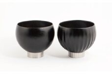 手作り 漆器 × 金属 sukuf black ペア 湯呑 ぐいのみ 小鉢 天然木 本漆  伝統工芸 ぐい呑み ぐい飲み 酒器