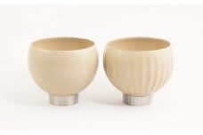 手作り 漆器 × 金属 sukuf ivory ペア 湯呑 ぐいのみ 小鉢 天然木 本漆  伝統工芸 ぐい呑み ぐい飲み 酒器