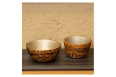 手作り 漆器 根竹の盃 2個セット ペア 酒器 希少  京都 長岡京産 【竹・漆】