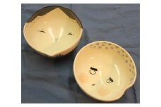 京都 清水焼 「百福・火男の組茶碗」 茶碗 陶器 陶芸 焼き物 食器 器 伝統 工芸品 ギフト 贈答 井手町 八木海峰 海峰窯