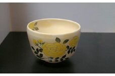 京都 清水焼 「京絵付け茶碗（黄色いばら）」 陶器 陶芸 焼き物 食器 器 伝統 工芸品 ギフト 贈答 井手町 八木海峰 海峰窯