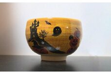 京都 清水焼 「京絵付け茶碗（ハロウィン）」 陶器 陶芸 焼き物 食器 器 伝統 工芸品 ギフト 贈答 井手町 八木海峰 海峰窯 お椀 ハロウィン