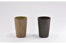  京焼 ビアグラス 2種セット「 遙白釉 ＆ 新羅釉 ／ 木賊紋 」( ピスタチオグリーン ＆ 黒 ) 工芸品 伝統工芸 ペア ビール 食器 グラス カップ コップ 器 電子レンジ 食洗器 OK 宇治田原 京都