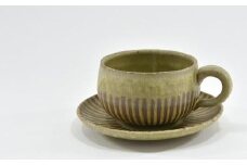  京焼 コーヒー 碗 / 皿 「遙白釉木 賊紋 」( ピスタチオグリーン ) 珈琲 カップ ソーサ― 受け皿 食器  工芸品 伝統工芸 食器 電子レンジ 食洗器 OK 宇治田原 京都 