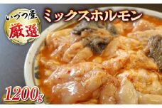 厳選 ミックス ホルモン 1200g いづつ屋 ( 焼肉 BBQ 牛肉 ホソ タン 牛 肉 特製 タレ漬け ホルモン焼き もつ 冷凍 送料無料 京都  )