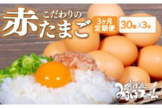 【定期便】赤たまご 30個 × 3回 （割れ保証4個含む） 定期便 定期 毎月 3か月 3ヶ月 京都 こだわり卵 卵 たまご 濃い 玉子 セット 玉子焼き 卵焼き オムレツ 卵かけご飯 ゆで卵 鶏卵 卵黄 玉子スープ 玉子サンド 玉子焼き 玉子丼 19000円 ふるさと納税卵 ふるさと納税たまご 日用品 消耗品 tamago 生卵 国産 まとめ買い 京都府 京丹波町 瑞穂 みずほファーム