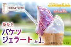 【訳あり】　特製バケツジェラート 1L 【柚子ヨーグルト×いちご桃】 2種類の味 ( ジェラート アイスクリーム アイス バケツアイス 業務用アイス 業務用ジェラート 業務用 バルク 大容量 柚子 ゆず ヨーグルト 苺 いちご 桃 もも 訳あり 野菜 果物 フルーツ デザート スイーツ 家庭用 冷凍 おすすめ きよしファーム 南丹市 南丹 京都府 京都 )