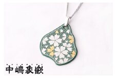 【中嶋象嵌】ナシ型ペンダント〈グリーン〉