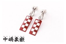 【中嶋象嵌】長四角　イヤリング〈市松〉