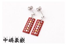 【中嶋象嵌】長四角　ピアス〈ダイヤ〉