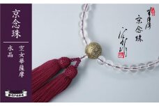 【神戸珠数店】〈京念珠〉空女華薩摩「黒地金彩」特上水晶 女性用数珠