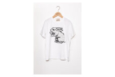 直植毛フロッキーTシャツ　ウサギ白　(Mサイズ)