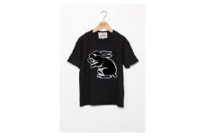 直植毛フロッキーTシャツ　ウサギ黒　(Sサイズ)