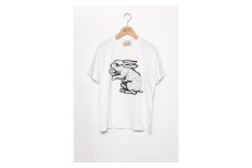 直植毛フロッキーTシャツ　ウサギ白　(XLサイズ)