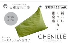 【大東寝具】tetra シェニール（ビッグサイズ）【ビーズクッション座椅子】（セラドングリーン）［ 京都 寝具 老舗 クッション 人気 おすすめ くつろぎ 寝ごこち お取り寄せ 通販 送料無料 ふるさと納税 ］