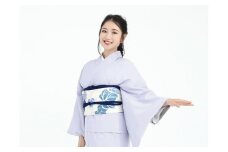 【たゆたふ】30秒で着られる色無地 袷 六花（ROCCA）（薄グレー Ｌサイズ）