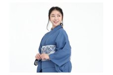 【たゆたふ】30秒で着られる色無地 袷 六花（ROCCA）（濃紺 Ｍサイズ）