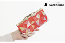 【AYANOKOJI】復刻型がま口長財布(帯地風車柄　赤)