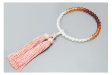 【京念珠】 メノウ 7mm玉 正絹松風頭房【土屋念珠店/女性用/レディース/念珠/略式/3756】