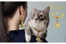 【中野伊助】ねこのわ KURAMA（猫用首輪＆飼い主用ピアス）