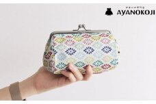 【AYANOKOJI】TAWARA型がま口コスメポーチ 中サイズ(京都菊菱 白)