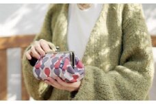 【亥之吉】手捺染たわら型コスメポーチがま口 [ひさごはいもも]（いのきち）