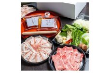 【CHIRIRI】２人前 近江牛とブランドポークの食べ比べ野菜付き 京都つゆしゃぶ
