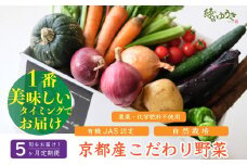 ＜5か月定期便＞2026年発送【緑のゆうき】購入された野菜の売上の1％が、社会貢献に 京都産のこだわり野菜（有機野菜、栽培期間中農薬・化学肥料不使用など）を 美味しいタイミングで収穫したセット