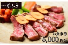 【肉専科はふう】お食事券 5,000円分（ステーキ/ビフカツ）［ 京都 肉 レストラン 食事 券 ランチ ディナー 人気 おすすめ グルメ チケット 割引 ］