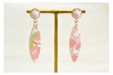 【染工房正茂】手描友禅 ピアス・イヤリング（ファブリックアクセサリー）《桜》