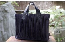 【岩則京遊(株)】畳縁バッグ BOXバッグ《チャコールグレー》