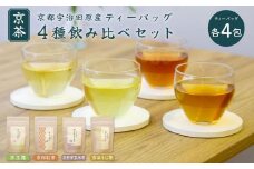 【京都ぎょくろのごえん茶】四種の京茶 飲み比べ白貼箱セット