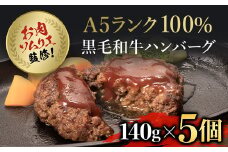 お肉ソムリエ監修!A5ランク100%黒毛和牛ハンバーグ5個 / ふるさと納税 ハンバーグ はんばーぐ A5ランク 黒毛和牛 和牛 牛肉 肉 お肉 人気 詰め合わせ 冷凍 惣菜 弁当 京都府 福知山市