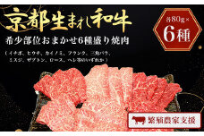 A4ランク以上！京都生まれ和牛 希少部位おまかせ6種盛り焼肉（イチボ、ヒウチ、カイノミ、フランク、三角バラ、ミスジ、ザブトン、ロース、ヘレ等のいずれか）各80g×6種 【繁殖農家支援】A4 A4以上 A4ランク 黒毛和牛 黒毛 牛 にく ニク わぎゅう 霜降り ふるさと納税 和牛 お肉 肉 希少部位 おまかせ 京都 JA 農協 京都府 福知山市