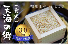 【令和6年産】【12ヵ月定期便】京都福知山産コシヒカリ『天海の郷』3kg（玄米）天空に広がる天海の郷 / ふるさと納税 こめ コメ 米 コシヒカリ こしひかり 玄米 定期 12カ月 おいしい 美味しい 美容 健康 天空 雲海 天海の郷 京都府 福知山市 FCCM035