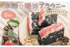 『米粉☆腸活ブラウニー』（6個入）～活性炭入りスイーツ～【ふるさと納税 スイーツ ケーキ ブラウニー チョコブラウニー 米粉 グルテンフリー 腸活 オリゴ糖 ビートグラニュー糖 活性炭パウダー 京の赤たまご ギフト ハッピースイーツ happy sweets 京都府 福知山市】FCBA002