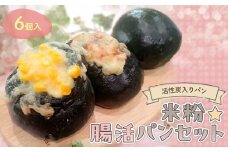 冷凍便『腸活☆パンセット』6個入り～活性炭入りパン～【ふるさと納税 パン 米粉 活性炭  あんぱん ソーセージ ハム チーズ 高千穂バター 健康 腸活 ハッピースイーツ happy sweets 京都 福知山】FCBA005
