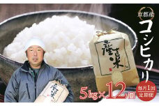 【毎月定期便】 【令和6年度産】 コシヒカリ 5kg×12回 60kg 180,000円  精米 白米 お米 おこめ ごはん こしひかり ご飯 白飯 京都産 舞鶴産 農家直送 選べる間隔 お米の定期便