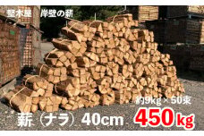 薪 まき ナラ 約450kg 9kg 50束 40cm 乾燥薪 薪ストーブ 焚火 焚き火 炭火 キャンプ アウトドア 暖炉 ストーブ ファイヤー 炎 堅木屋 岸壁の薪