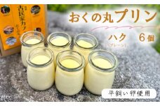 おくの丸 プリン ハク（プレーン） 6個 舞鶴産平飼い卵使用 手作りプリン ぷりん カスタードプリン 洋菓子 お菓子 おかし スイーツ お取り寄せ セット とろける