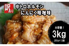 【 訳あり 】 中トロ ホルモン 3kg(250g×12) にんにく 味噌味 トロ 焼肉 牛 西京焼き 味噌 味付 小分け 冷凍 牛 肉 熨斗 贈答 ギフト 希少部位 肉 お歳暮 御歳暮 御中元 お中元 便利 簡単調理 厳選 キャンプ アウトドア 内祝 ほるもん おかず 味付けホルモン 肉 舞鶴 西京焼き 幸福亭