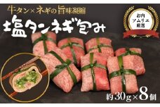 【お肉ソムリエ厳選】 塩タンネギ包み 8個入 30g×8個 | 牛たん タン塩 塩タン ネギ 牛 牛肉 ビーフ 塩味 厳選 人気 焼肉 冷凍 小分け ギフト 贈答用 美味しい お勧め おすすめ 熨斗 舞鶴市 京都府