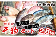 【訳あり】 干物 約2.8kg 3～5種類 セット 塩のみで製造 詰め合わせ 冷凍 カレイ あじ サバ イサキ トビウオ 鯛 タイ ひもの 不揃い おすすめ お取り寄せ 魚 冷凍 新鮮 海鮮 京都府 舞鶴市