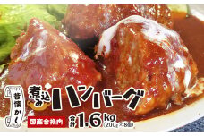 国産煮込みハンバーグ 1.6kg（200g×8個）【 冷凍 国産 ハンバーグ 煮込みハンバーグ 煮込み はんばーぐ 牛 豚 牛肉 豚肉 簡単 小分け 国産牛 京都 綾部 肉屋 老舗 国産肉 】