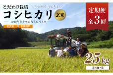 【定期便3回】【R7年度 新米先行予約】 有機栽培コシヒカリ玄米 25kg 京都府産 低農薬 毎月お届け 3ヶ月 【 米 25キロ 玄米 こめ コメ お米 おこめ こしひかり 食物繊維 栄養 真空パック 井上吉夫 米農家 有機栽培米 有機栽培 農家直送 減農薬 綾部市 京都府 】