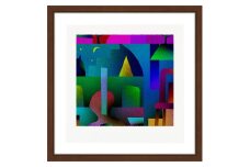 【絵画】 ピエゾグラフ 「夜と猫」 額装サイズ 266mmx266mm 【 しかくいえ ピエゾグラフ 額入り 額縁付 アート インテリア 現代版画 絵画 版画 贈り物 贈答 プレゼント ギフト 綾部 京都 】
